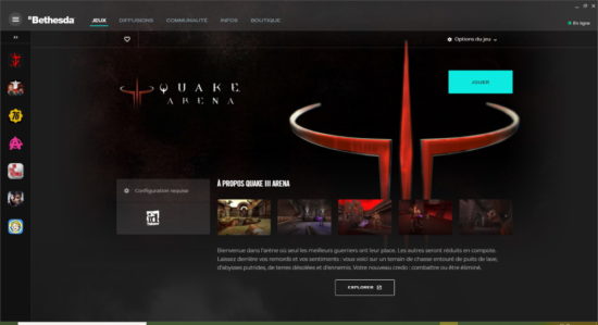 Quake III Arena gratuit sur PC avec le launcher Bethesda