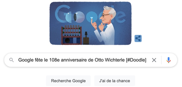 Google fête le 108eme anniversaire de Otto Wichterle [#Doodle]