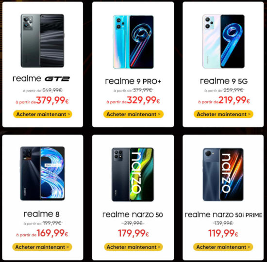 Black Friday 2022 : de nombreuses offres chez Realme