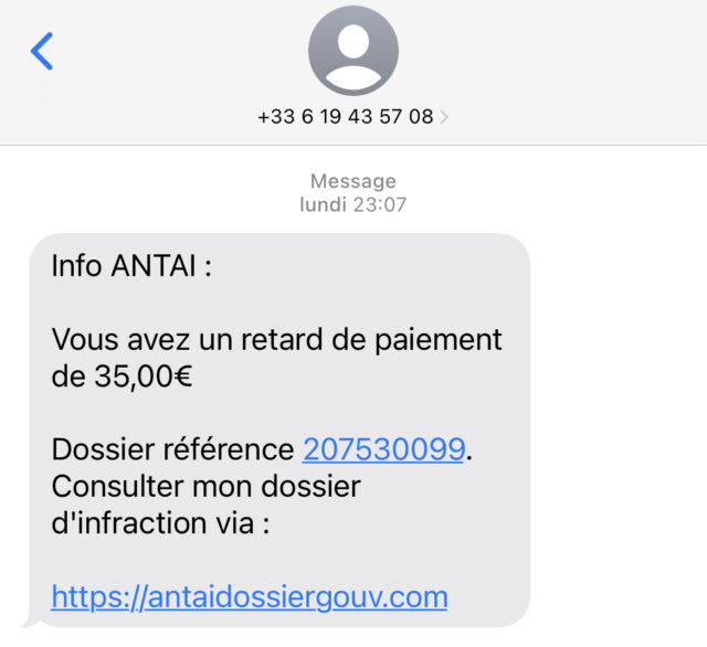 Attention ! Des SMS frauduleux se font passer pour l’ANTAI