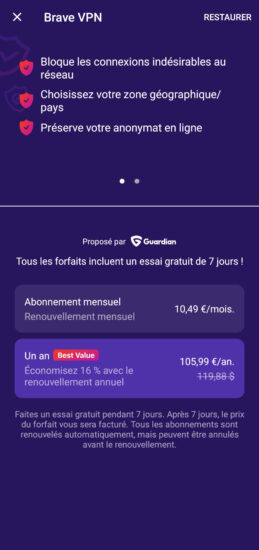 Brave propose son offre Pare-Feu + VPN sur ordinateurs et mobiles