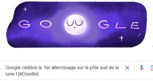 Google célèbre le 1er atterrissage sur le pôle sud de la lune ! [#Doodle]