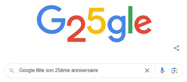 Google fête son 25eme anniversaire [#Doodle]