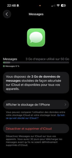 option désactiver icloud
