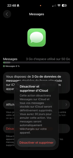 Désactiver et supprimer d'iCloud