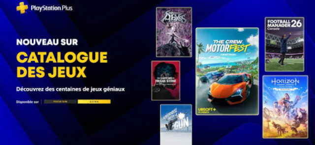 playstation plus extra premium avril 2026 Jeux PS Plus Extra et Premium avril 2026 – Horizon Zero Dawn Remastered, The Crew Motorfest, Warriors Abyss, The Casting of Frank Stone