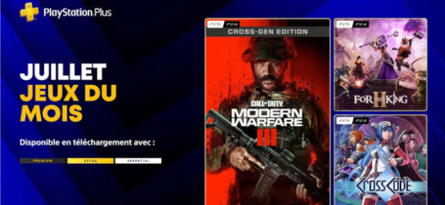 PlayStation Plus Essential Juillet 2026 Call of Duty Modern Warfare 3, For the King II et CrossCode dispo dans le catalogue PS Pus